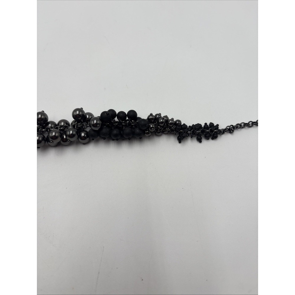 Lia Sophia Necklace Choker Black Beads 16" Inch Gun Metal GrayRare Discontinued - Picture 5 of 13